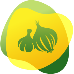 Ikonica s lukom i češnjakom kao vrsta hrane koja može izazvati plinove i nadutost